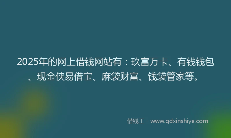 2025年的网上借钱网站有：玖富万卡、有钱钱包、现金侠易借宝、麻袋财富、钱袋管家等。