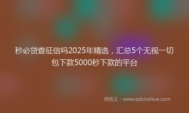 秒必贷查征信吗2025年精选，汇总5个无视一切包下款5000秒下款的平台