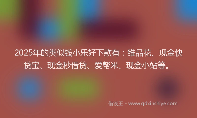 2025年的类似钱小乐好下款有：维品花、现金快贷宝、现金秒借贷、爱帮米、现金小站等。
