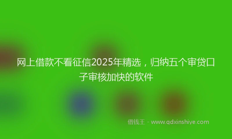 网上借款不看征信2025年精选，归纳五个审贷口子审核加快的软件