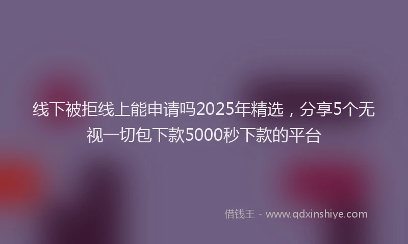 线下被拒线上能申请吗2025年精选，分享5个无视一切包下款5000秒下款的平台