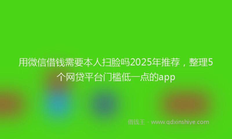 用微信借钱需要本人扫脸吗2025年推荐，整理5个网贷平台门槛低一点的app