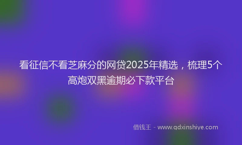 看征信不看芝麻分的网贷2025年精选，梳理5个高炮双黑逾期必下款平台