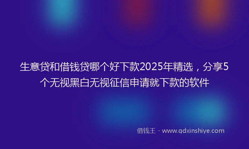生意贷和借钱贷哪个好下款2025年精选，分享5个无视黑白无视征信申请就下款的软件