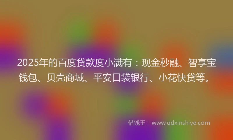 2025年的百度贷款度小满有：现金秒融、智享宝钱包、贝壳商城、平安口袋银行、小花快贷等。