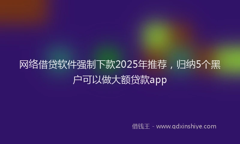 网络借贷软件强制下款2025年推荐，归纳5个黑户可以做大额贷款app