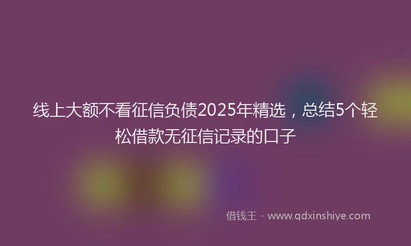 线上大额不看征信负债2025年精选，总结5个轻松借款无征信记录的口子