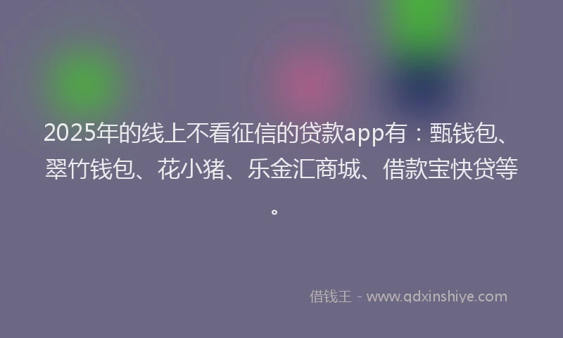 2025年的线上不看征信的贷款app有：甄钱包、翠竹钱包、花小猪、乐金汇商城、借款宝快贷等。