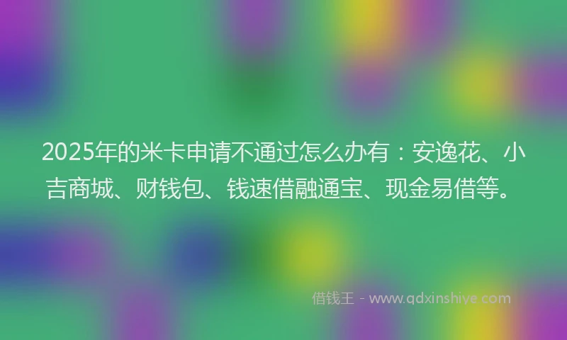 2025年的米卡申请不通过怎么办有：安逸花、小吉商城、财钱包、钱速借融通宝、现金易借等。