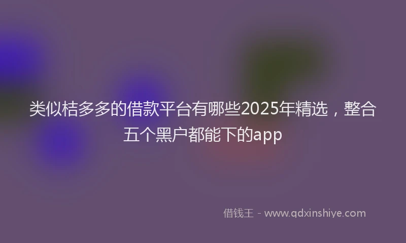 类似桔多多的借款平台有哪些2025年精选，整合五个黑户都能下的app