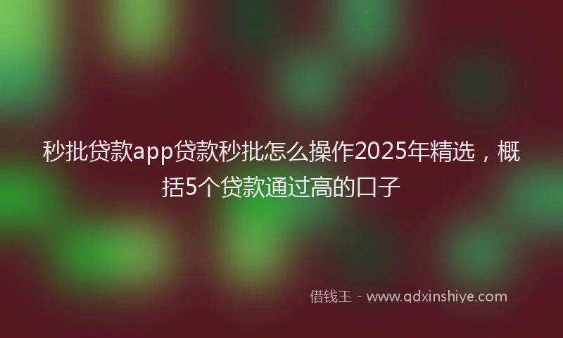 秒批贷款app贷款秒批怎么操作2025年精选，概括5个贷款通过高的口子