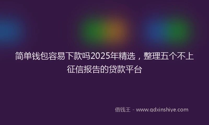 简单钱包容易下款吗2025年精选，整理五个不上征信报告的贷款平台