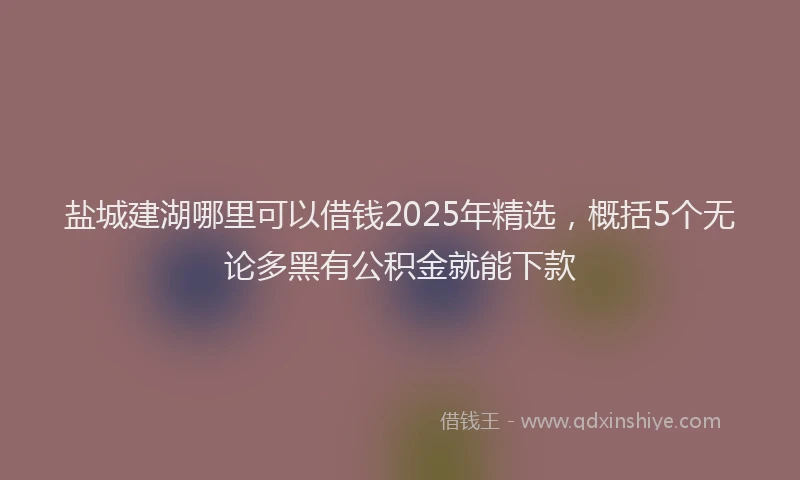 盐城建湖哪里可以借钱2025年精选，概括5个无论多黑有公积金就能下款