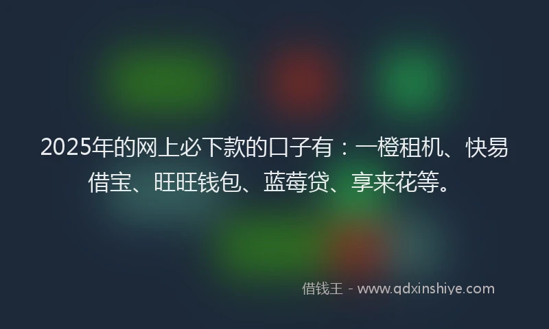 2025年的网上必下款的口子有：一橙租机、快易借宝、旺旺钱包、蓝莓贷、享来花等。