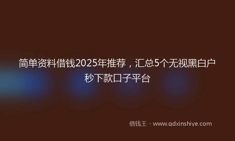 简单资料借钱2025年推荐，汇总5个无视黑白户秒下款口子平台