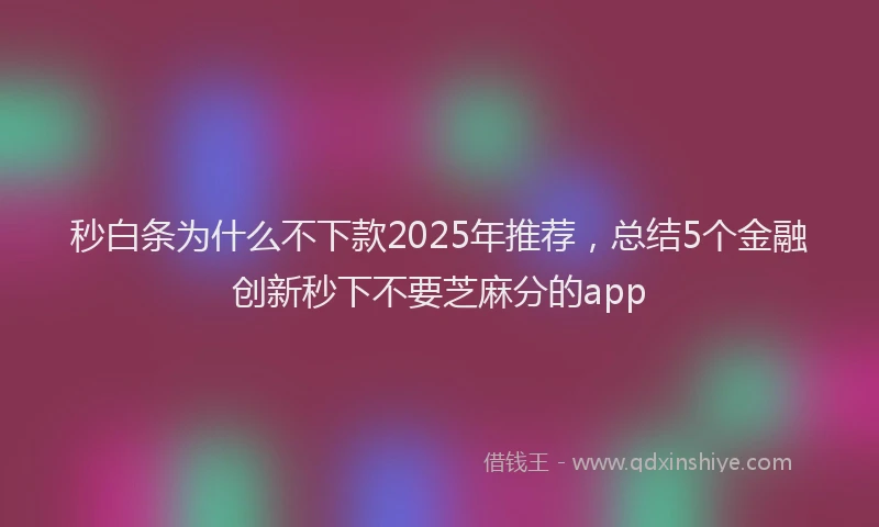 秒白条为什么不下款2025年推荐，总结5个金融创新秒下不要芝麻分的app