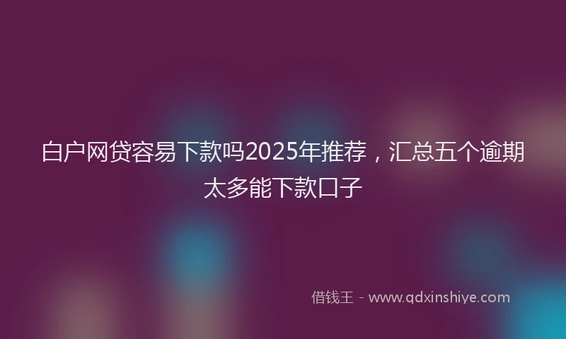 白户网贷容易下款吗2025年推荐，汇总五个逾期太多能下款口子
