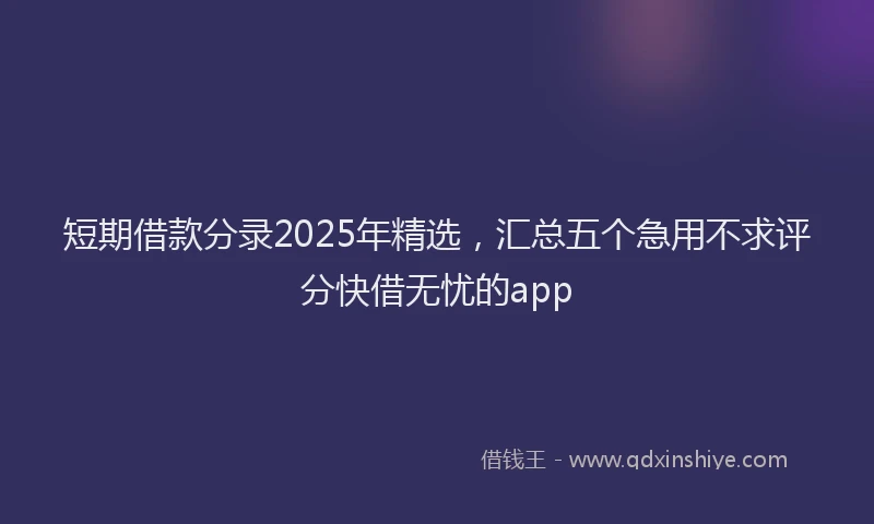 短期借款分录2025年精选，汇总五个急用不求评分快借无忧的app