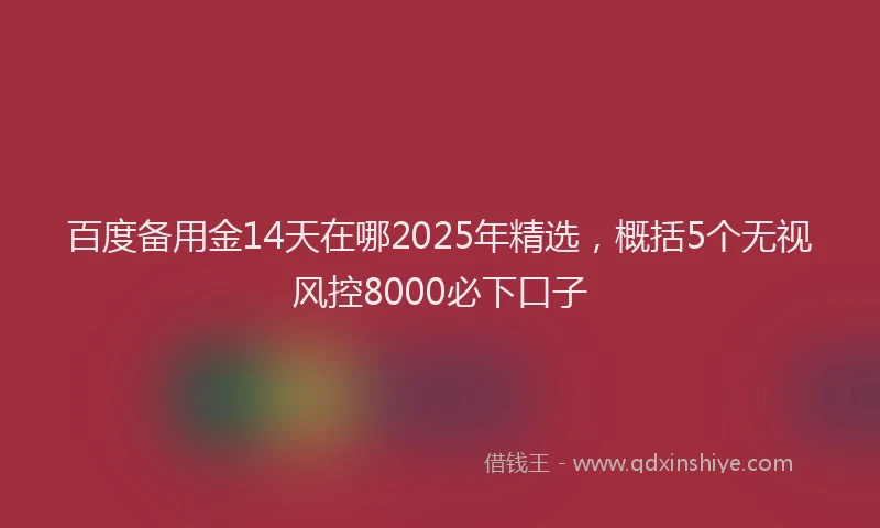 百度备用金14天在哪2025年精选，概括5个无视风控8000必下口子