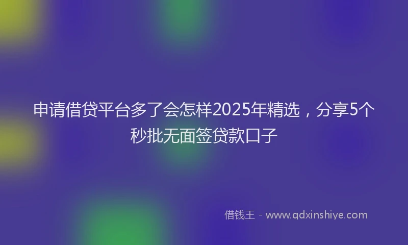 申请借贷平台多了会怎样2025年精选，分享5个秒批无面签贷款口子