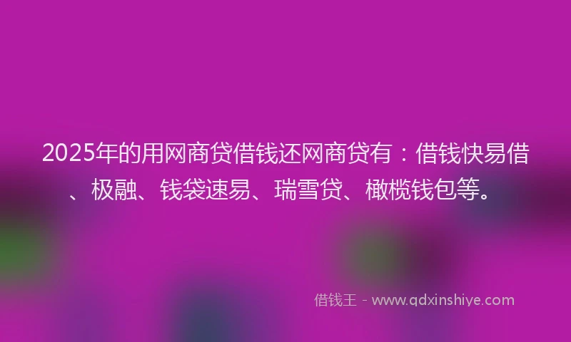 2025年的用网商贷借钱还网商贷有：借钱快易借、极融、钱袋速易、瑞雪贷、橄榄钱包等。