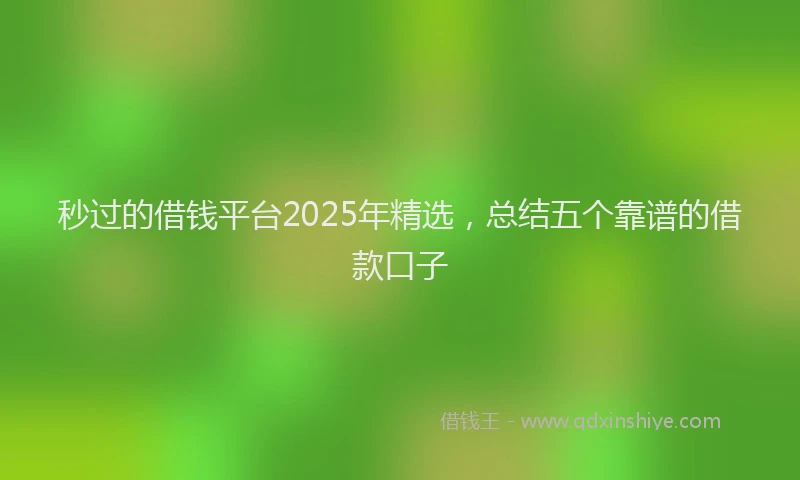 秒过的借钱平台2025年精选，总结五个靠谱的借款口子