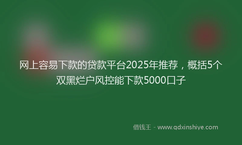 网上容易下款的贷款平台2025年推荐，概括5个双黑烂户风控能下款5000口子