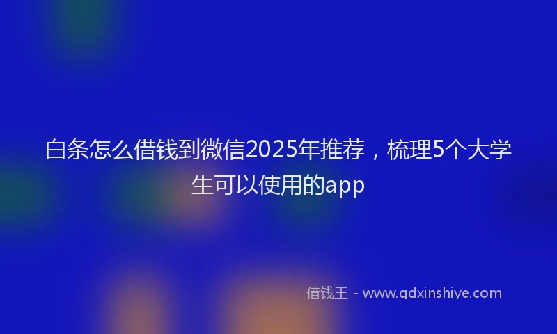 白条怎么借钱到微信2025年推荐，梳理5个大学生可以使用的app