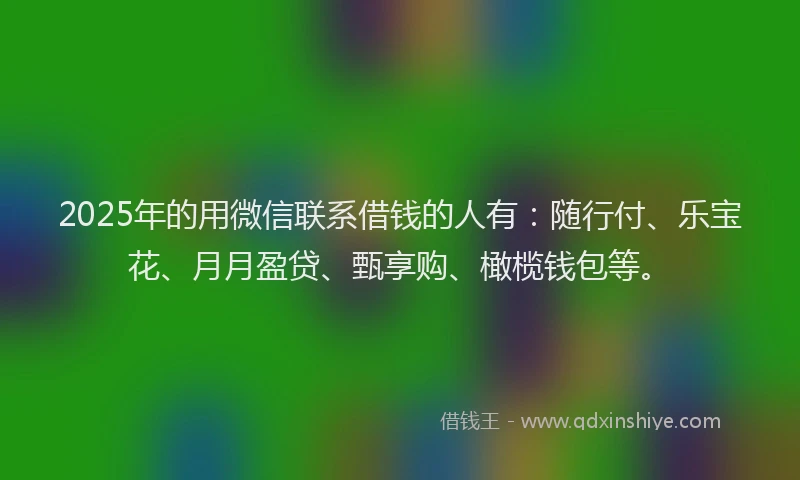 2025年的用微信联系借钱的人有：随行付、乐宝花、月月盈贷、甄享购、橄榄钱包等。