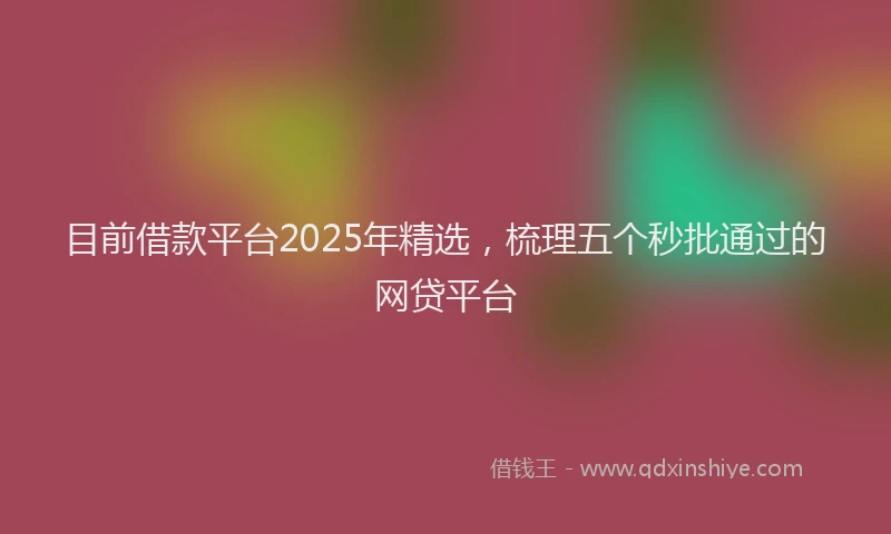 目前借款平台2025年精选，梳理五个秒批通过的网贷平台
