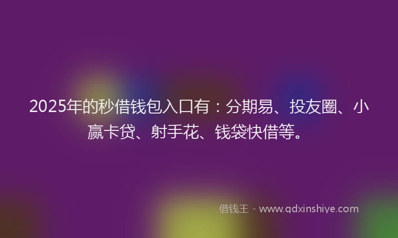 2025年的秒借钱包入口有：分期易、投友圈、小赢卡贷、射手花、钱袋快借等。
