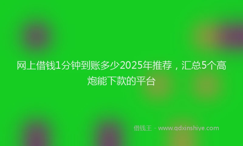 网上借钱1分钟到账多少2025年推荐，汇总5个高炮能下款的平台