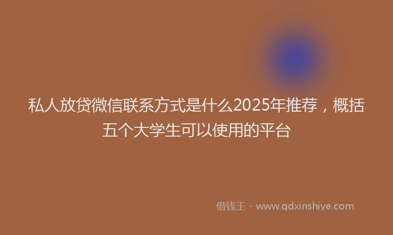 私人放贷微信联系方式是什么2025年推荐，概括五个大学生可以使用的平台