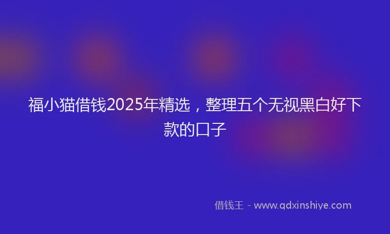 福小猫借钱2025年精选，整理五个无视黑白好下款的口子