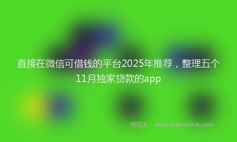 直接在微信可借钱的平台2025年推荐，整理五个11月独家贷款的app