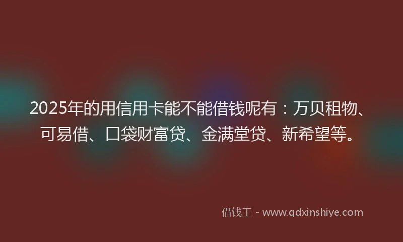2025年的用信用卡能不能借钱呢有：万贝租物、可易借、口袋财富贷、金满堂贷、新希望等。
