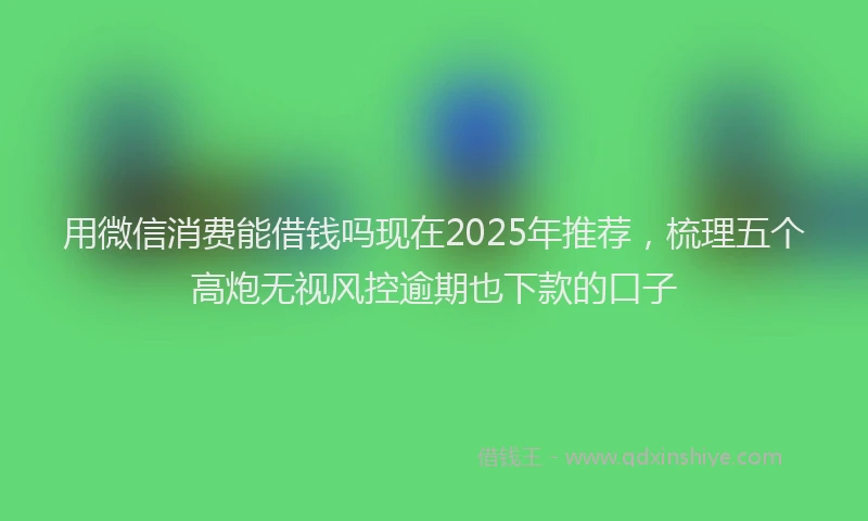 用微信消费能借钱吗现在2025年推荐，梳理五个高炮无视风控逾期也下款的口子