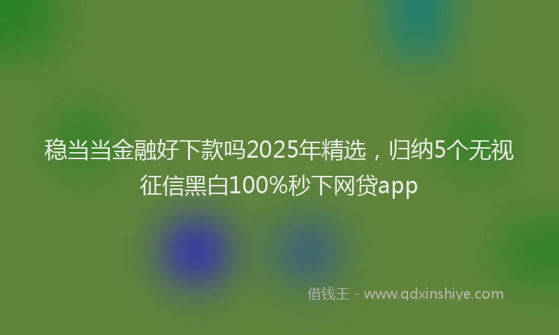 稳当当金融好下款吗2025年精选，归纳5个无视征信黑白100%秒下网贷app