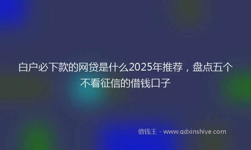 白户必下款的网贷是什么2025年推荐，盘点五个不看征信的借钱口子