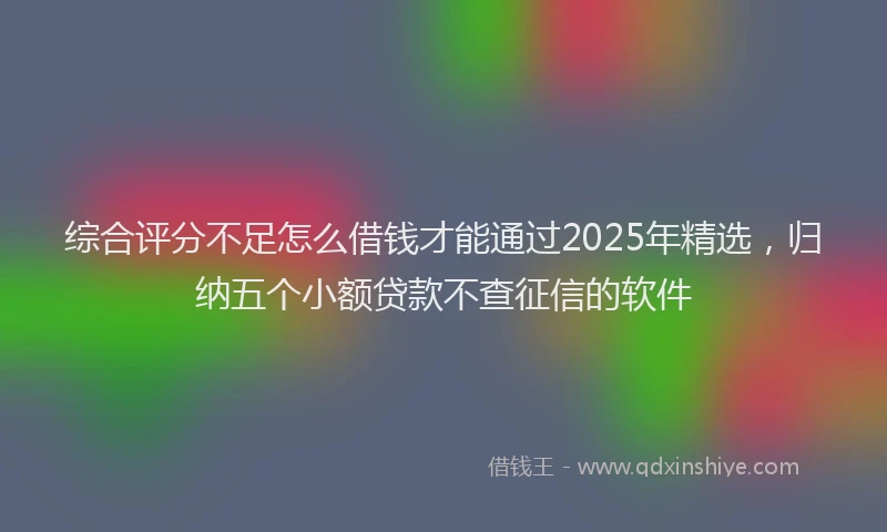 综合评分不足怎么借钱才能通过2025年精选，归纳五个小额贷款不查征信的软件