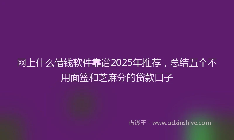 网上什么借钱软件靠谱2025年推荐，总结五个不用面签和芝麻分的贷款口子