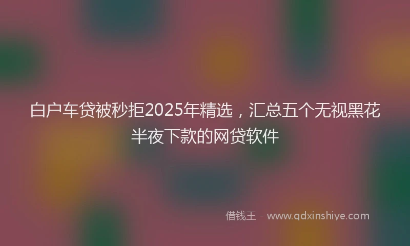 白户车贷被秒拒2025年精选，汇总五个无视黑花半夜下款的网贷软件