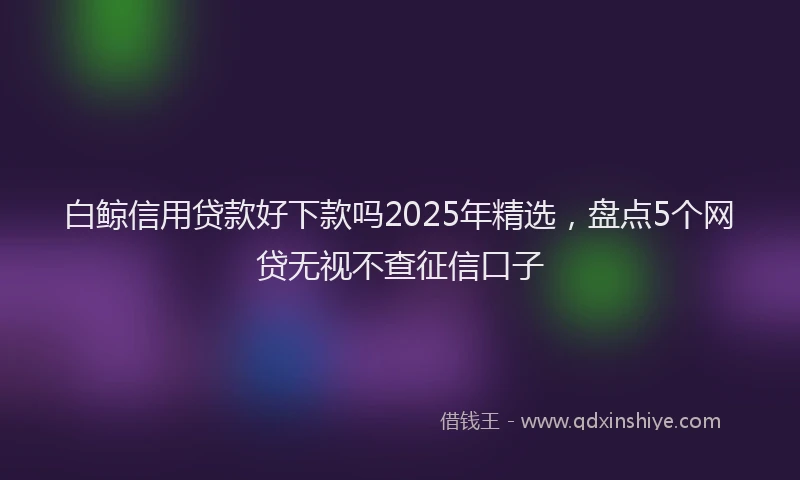 白鲸信用贷款好下款吗2025年精选，盘点5个网贷无视不查征信口子
