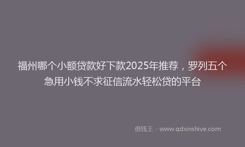 福州哪个小额贷款好下款2025年推荐，罗列五个急用小钱不求征信流水轻松贷的平台
