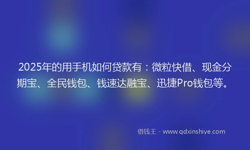 2025年的用手机如何贷款有：微粒快借、现金分期宝、全民钱包、钱速达融宝、迅捷Pro钱包等。