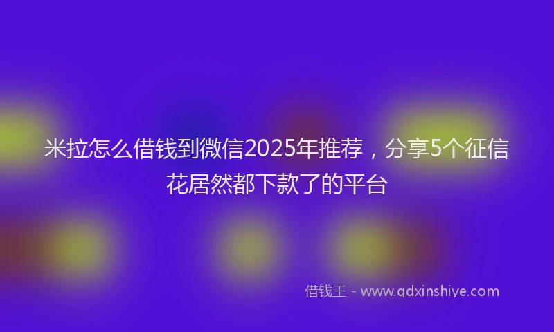 米拉怎么借钱到微信2025年推荐，分享5个征信花居然都下款了的平台