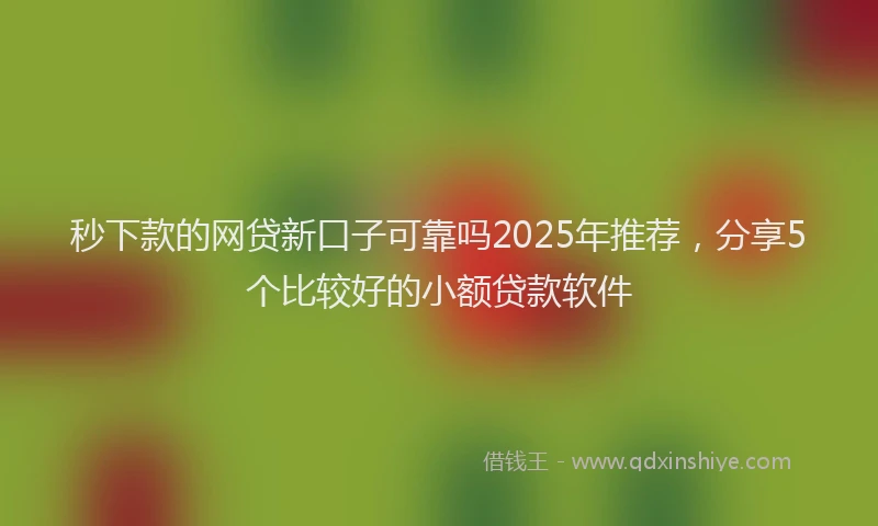 秒下款的网贷新口子可靠吗2025年推荐，分享5个比较好的小额贷款软件