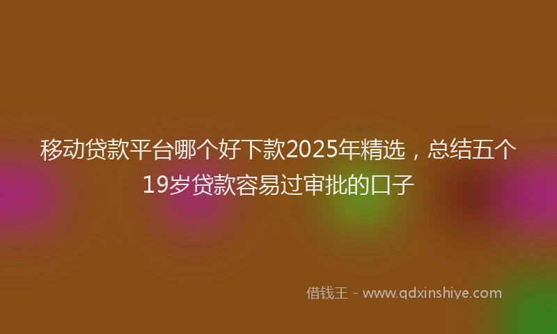 移动贷款平台哪个好下款2025年精选，总结五个19岁贷款容易过审批的口子