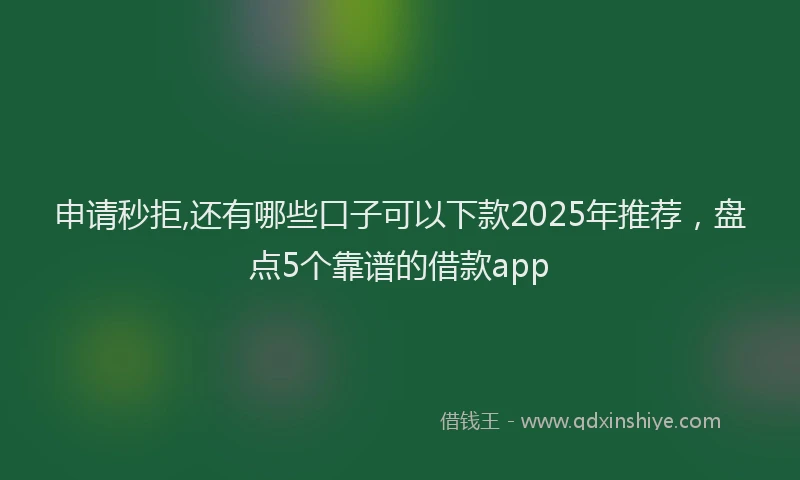 申请秒拒,还有哪些口子可以下款2025年推荐，盘点5个靠谱的借款app