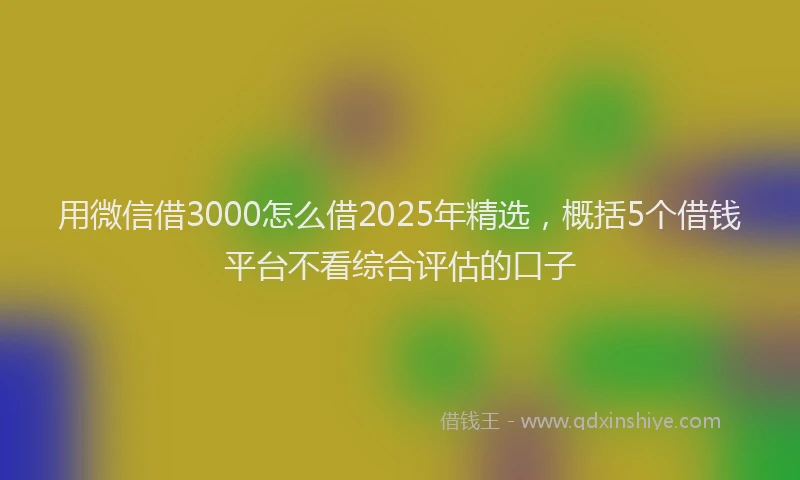 用微信借3000怎么借2025年精选，概括5个借钱平台不看综合评估的口子
